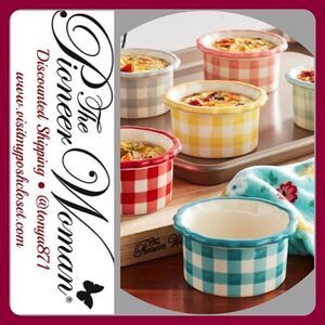 🦋 New Pioneer Woman Gingham 6-Piece Ramekin Set